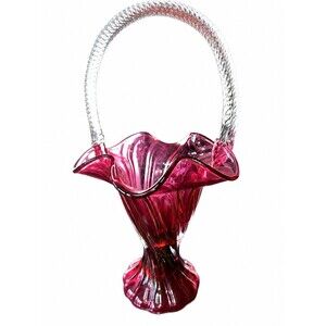Fenton Art Glass Country Cranberry 11" Spiral Basket Beautiful